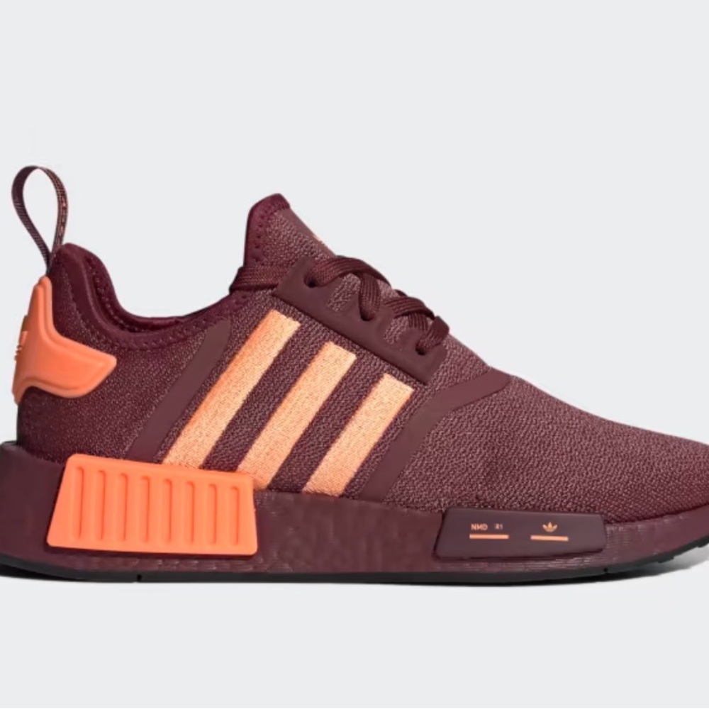 Adidas NMD_R1 W Maroon with Orange Stripes